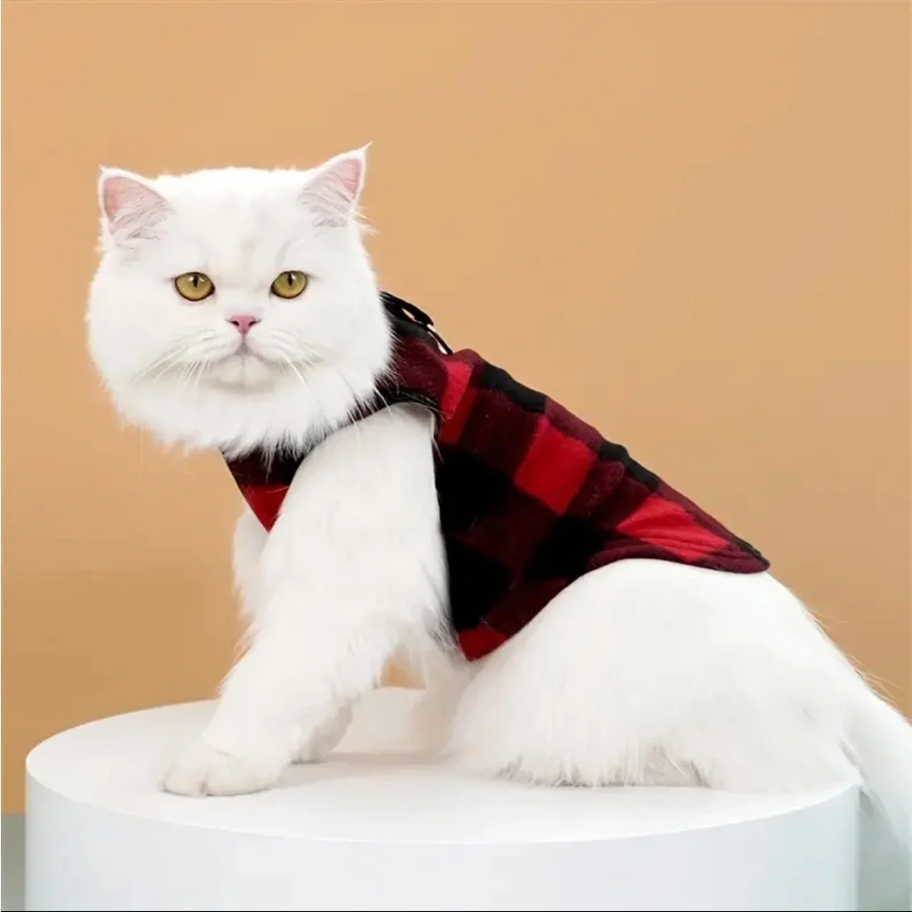 NWT✨ Pet Harness Plaid Flannel Jacket Cat Small Dog sz L *3/$15*